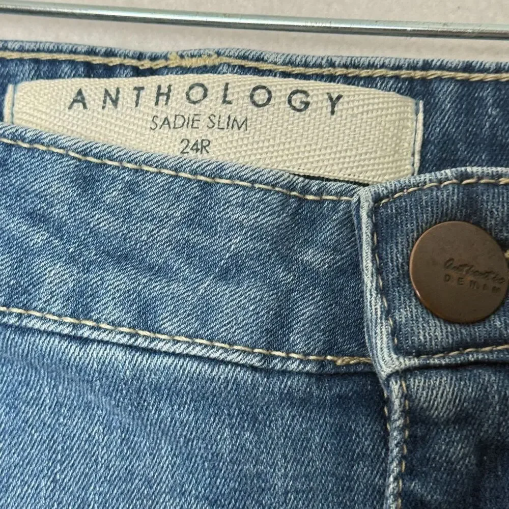 Anthology Sadie Slim Jeans Sz 24R‎ Pearl Embellished Decorative Y2K Denim